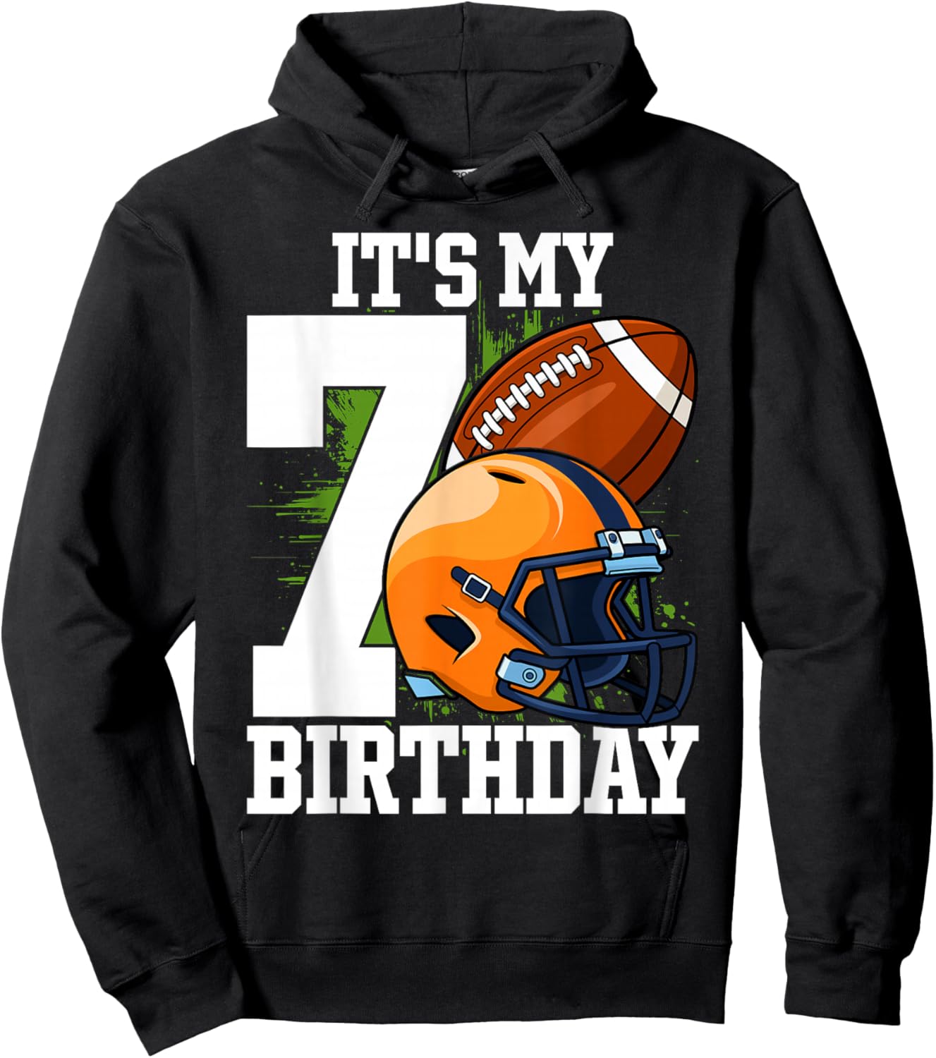 It's My 7th Birthday Boy 7 Year Old Football Player Kids Hoodie - Hoodie | Black