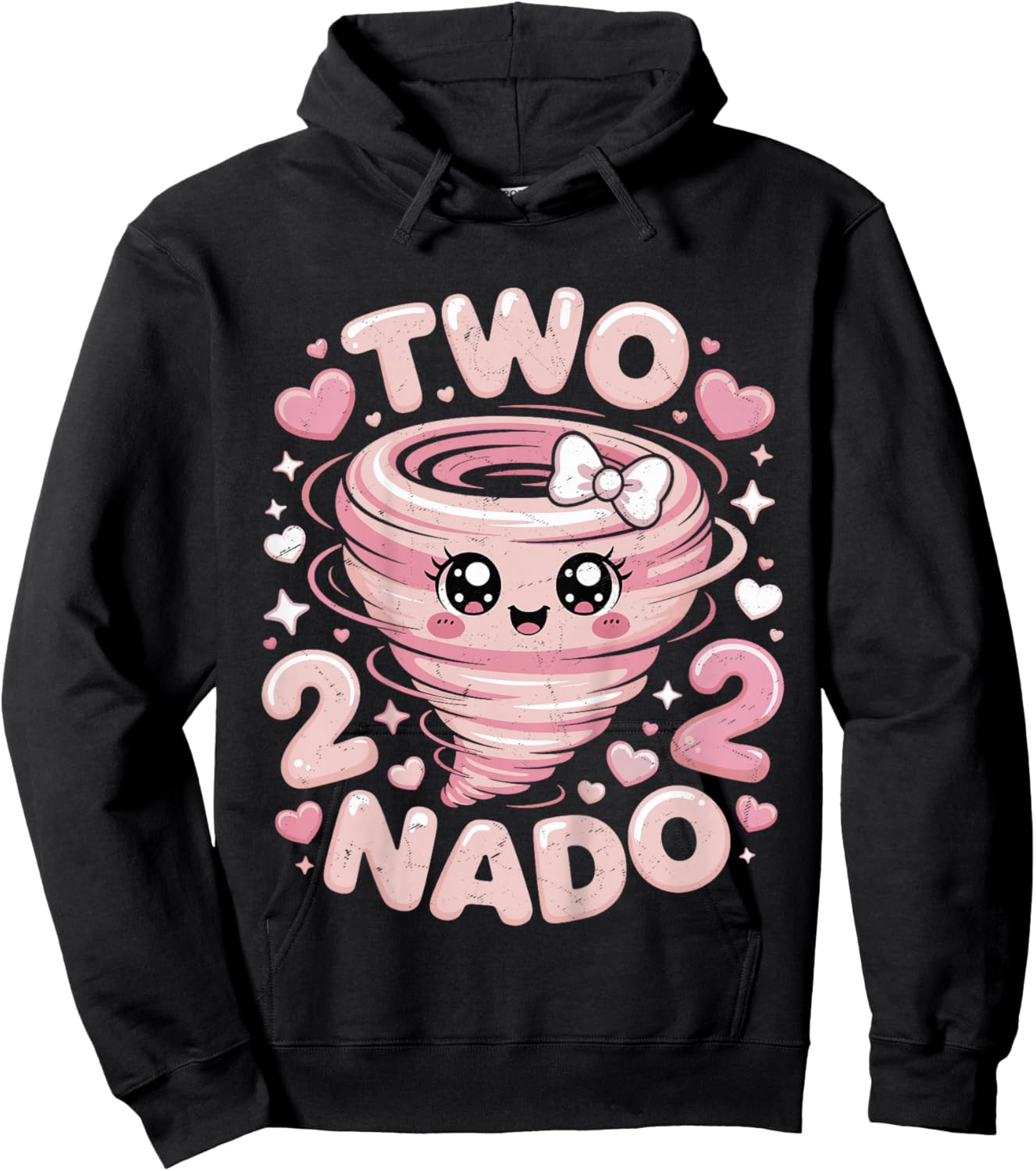 Two Nado 2nd Birthday Funny 2 Year Old Girls Kids Toddler Hoodie - Hoodie | Black
