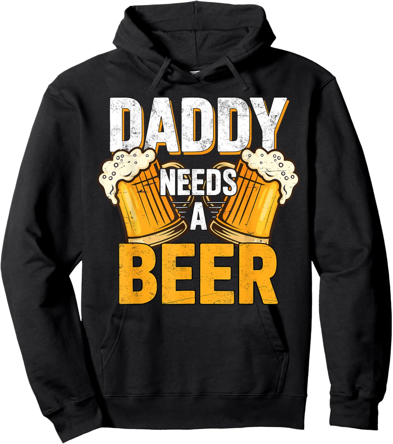 Daddy Needs A Beer Funny Men Drinking Dad Papa Fathers Day Hoodie - Hoodie | Black