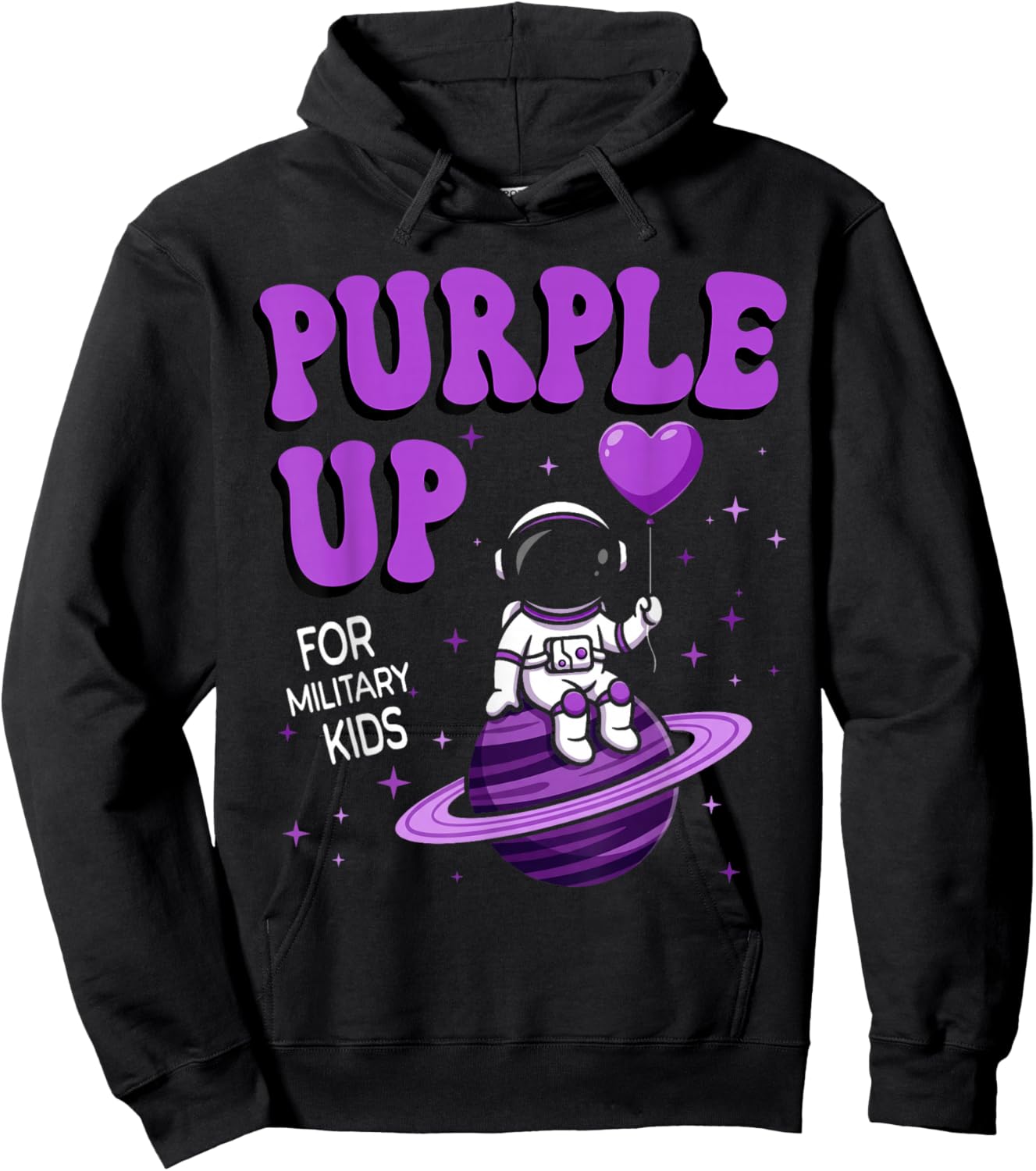 Purple Up for Military Kids Military Child Month Space Hoodie - Hoodie | Black