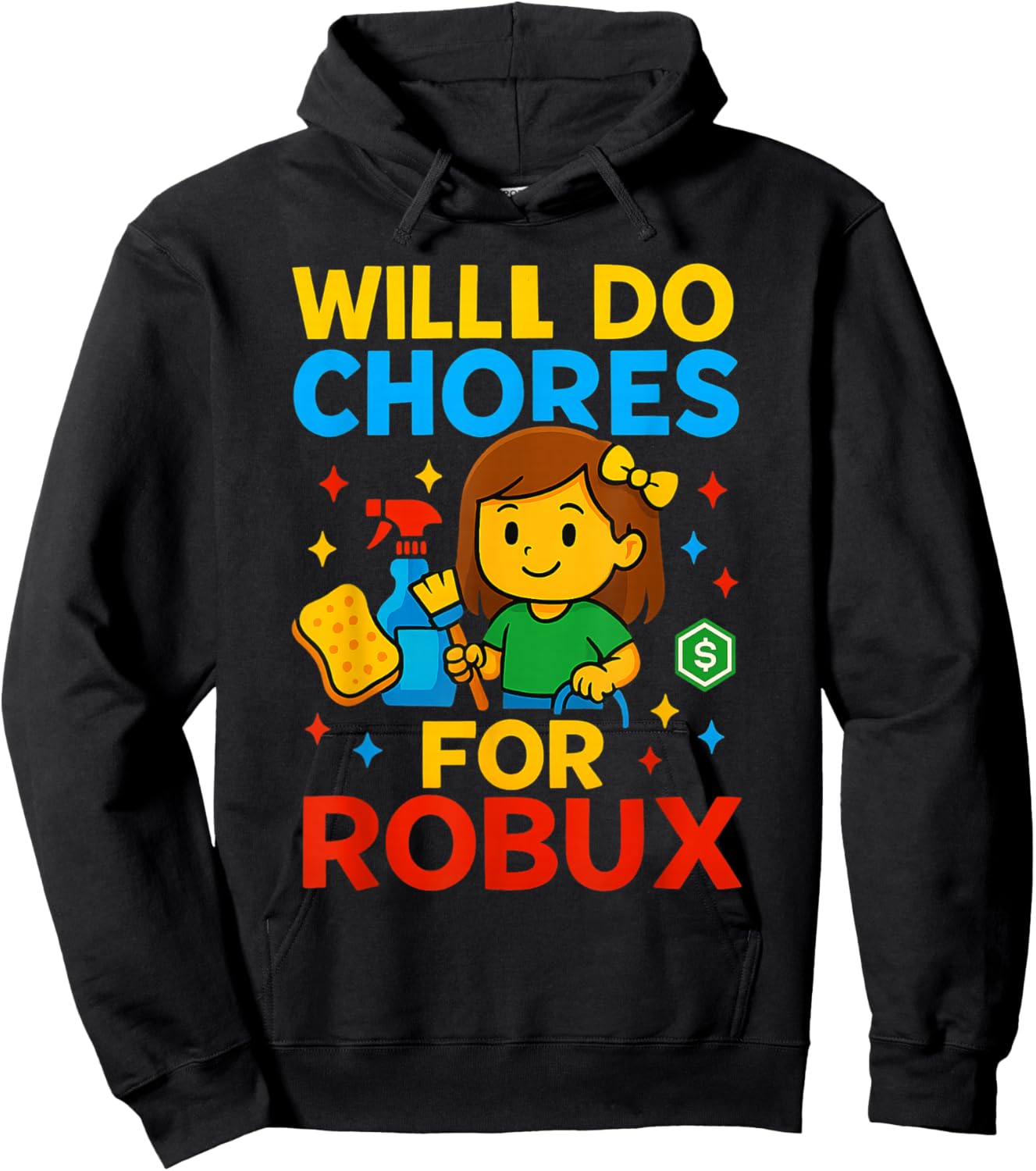 Will Do Chores for Game Money Funny Video Gamer Girl Teen Hoodie - Hoodie | Black