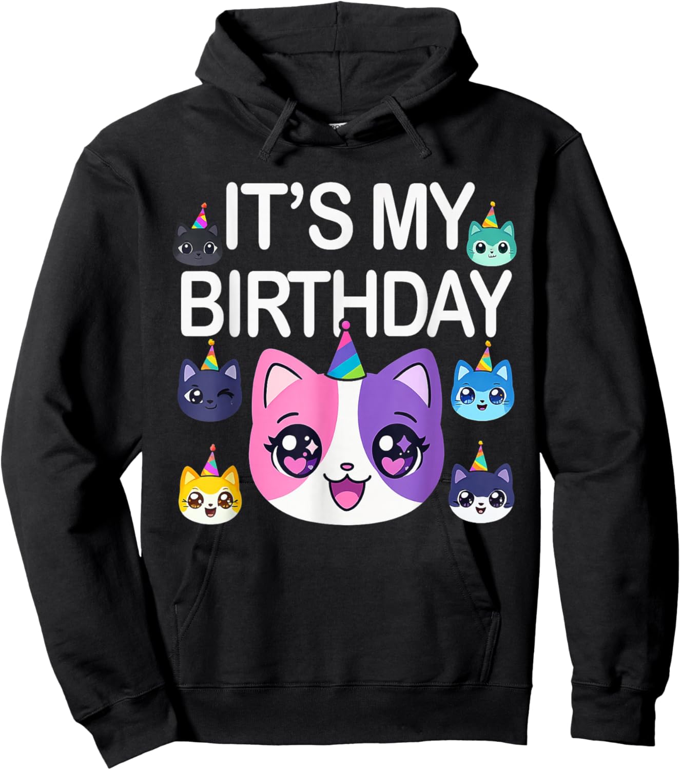 Meemeow Cats Plush Squishy Pink Birthday Design Hoodie - Hoodie | Black