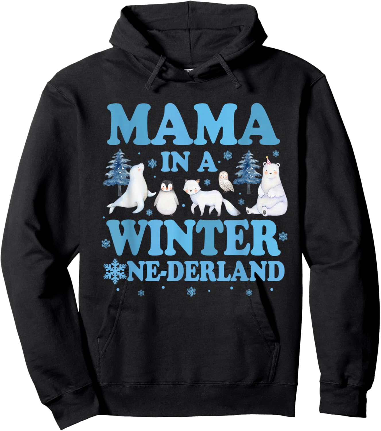 Mama in a Winter Onederland Birthday Boy Arctic Animals Hoodie - Hoodie | Black
