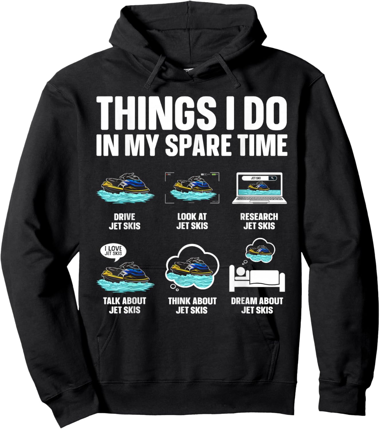 Funny Jet Ski Art Women Jetski Driver Jet Ski Lover Hoodie - Hoodie | Black