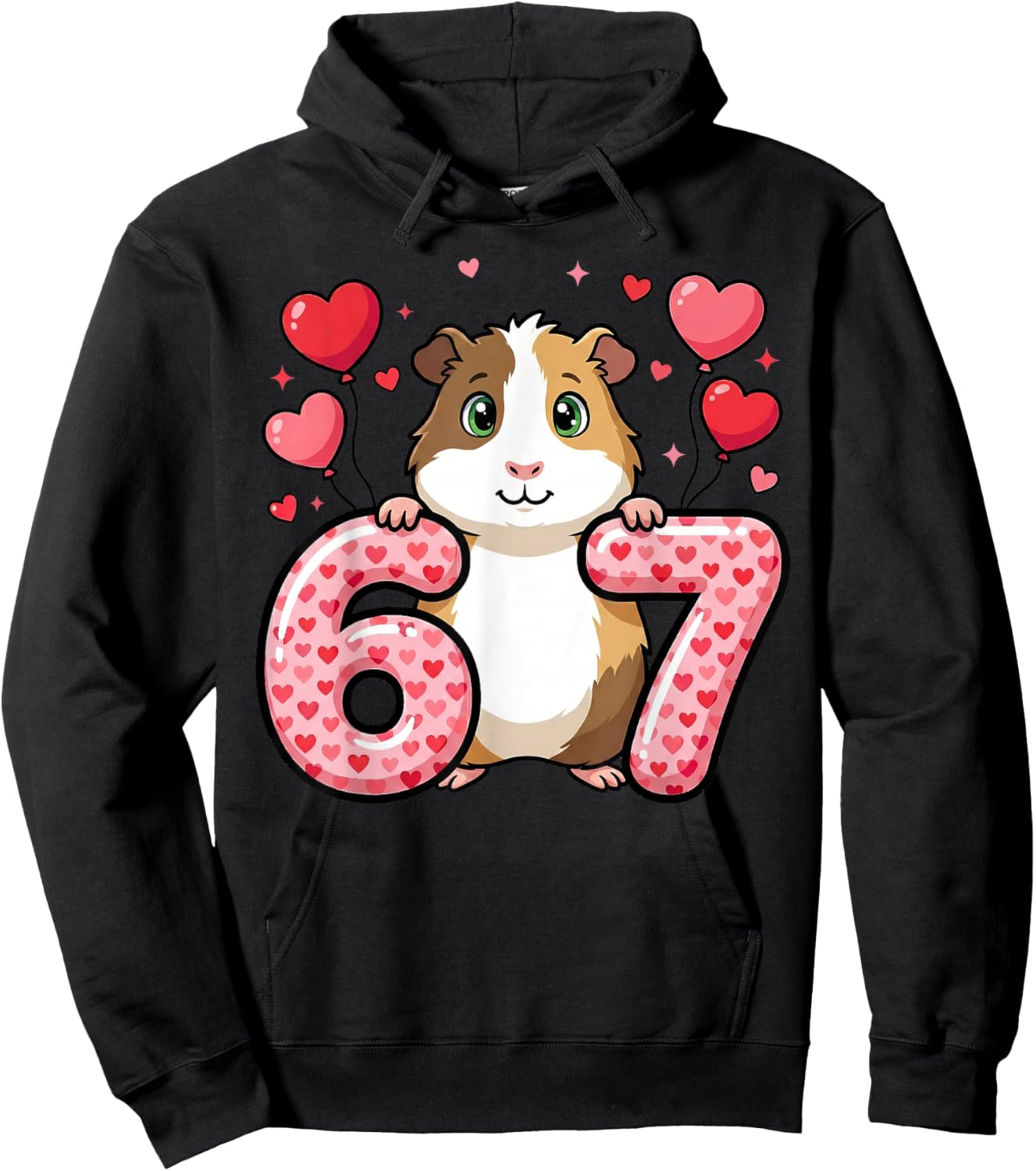 Cute 67 Heart Guinea Pig Love Hoodie - Hoodie | Black