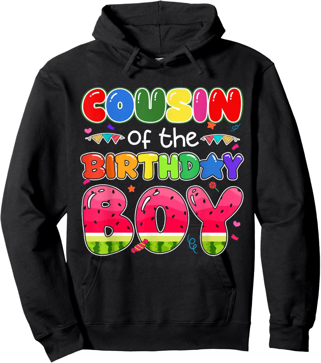 Cousin of The Birthday Boy Melon Family Matching Funny Hoodie - Hoodie | Black
