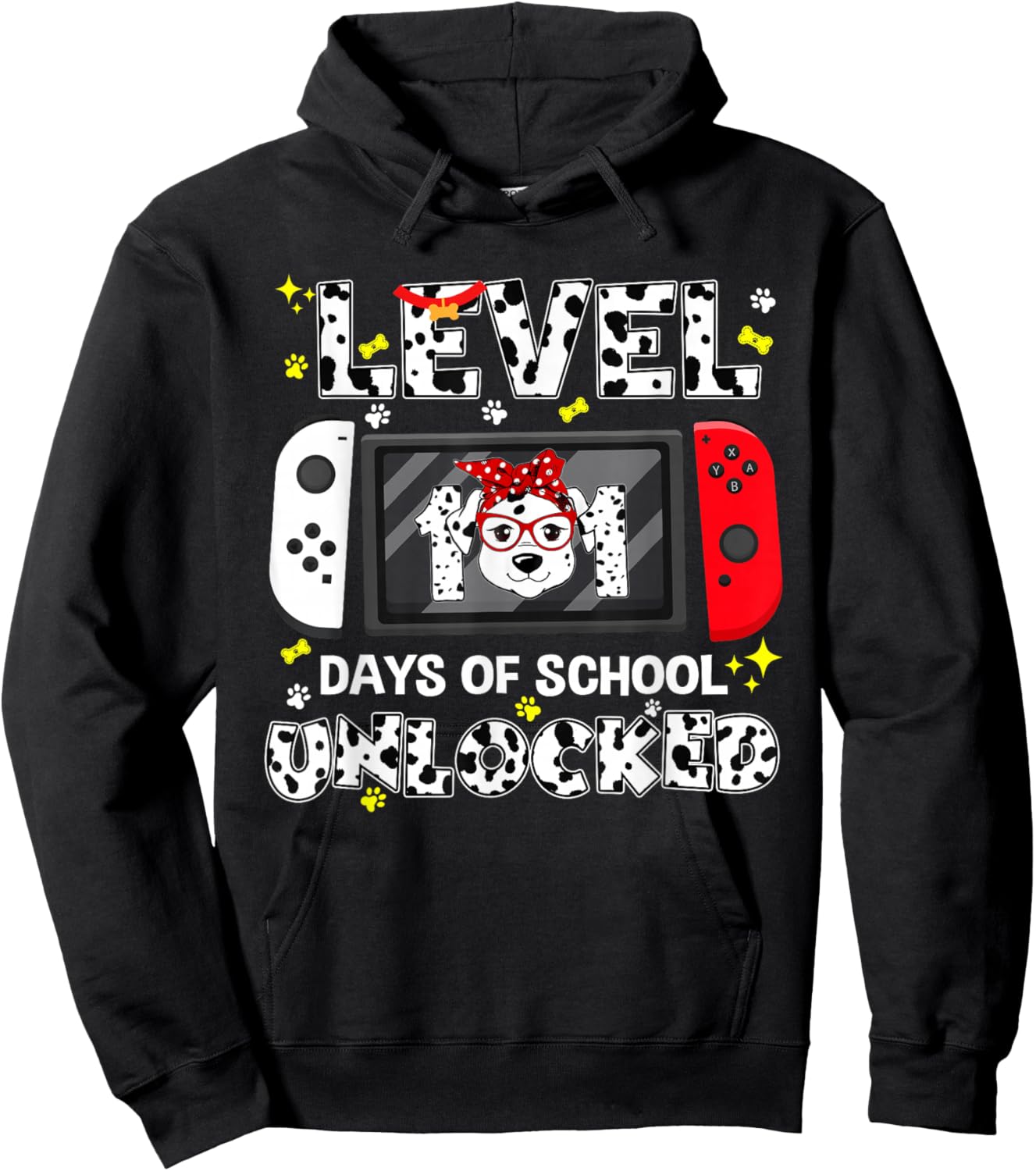 Level Unlocked Game Controller 101 Days School 100 Days Hoodie - Hoodie | Black