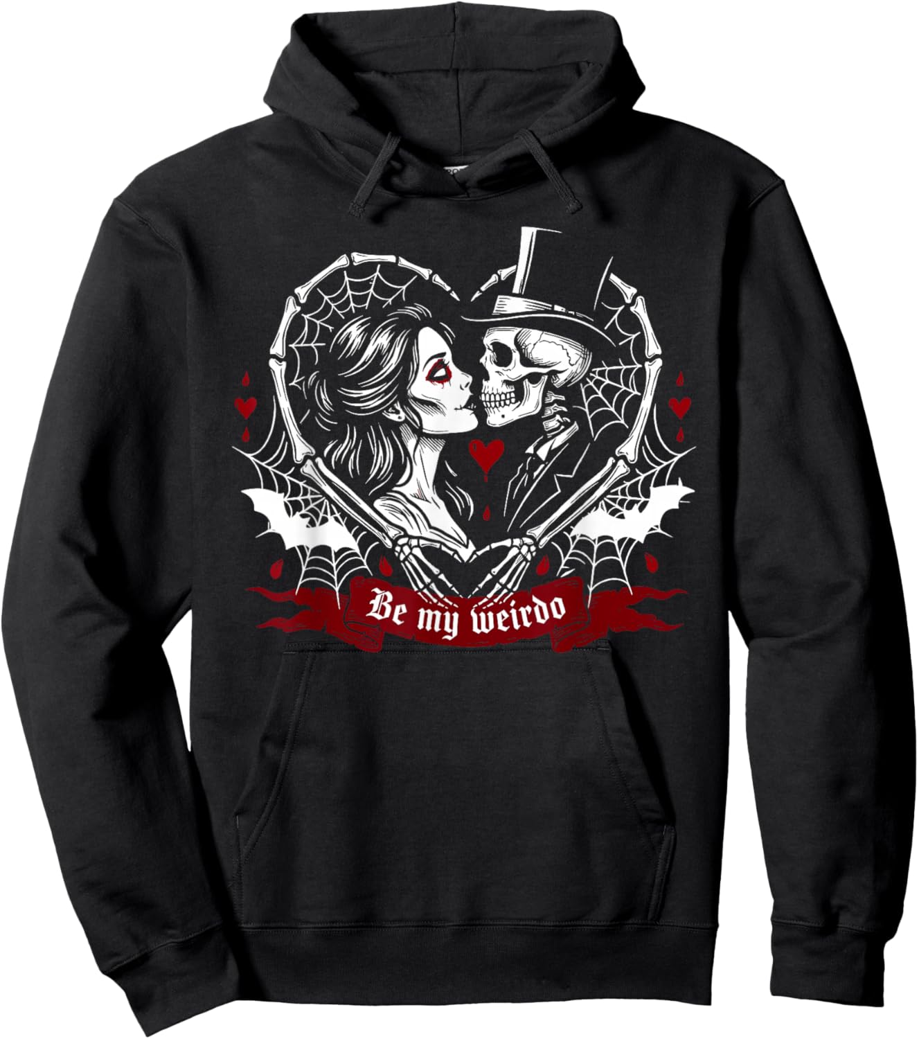 Goth Valentines Day Gothic Skeleton Couple Dark Romance Hoodie - Hoodie | Black