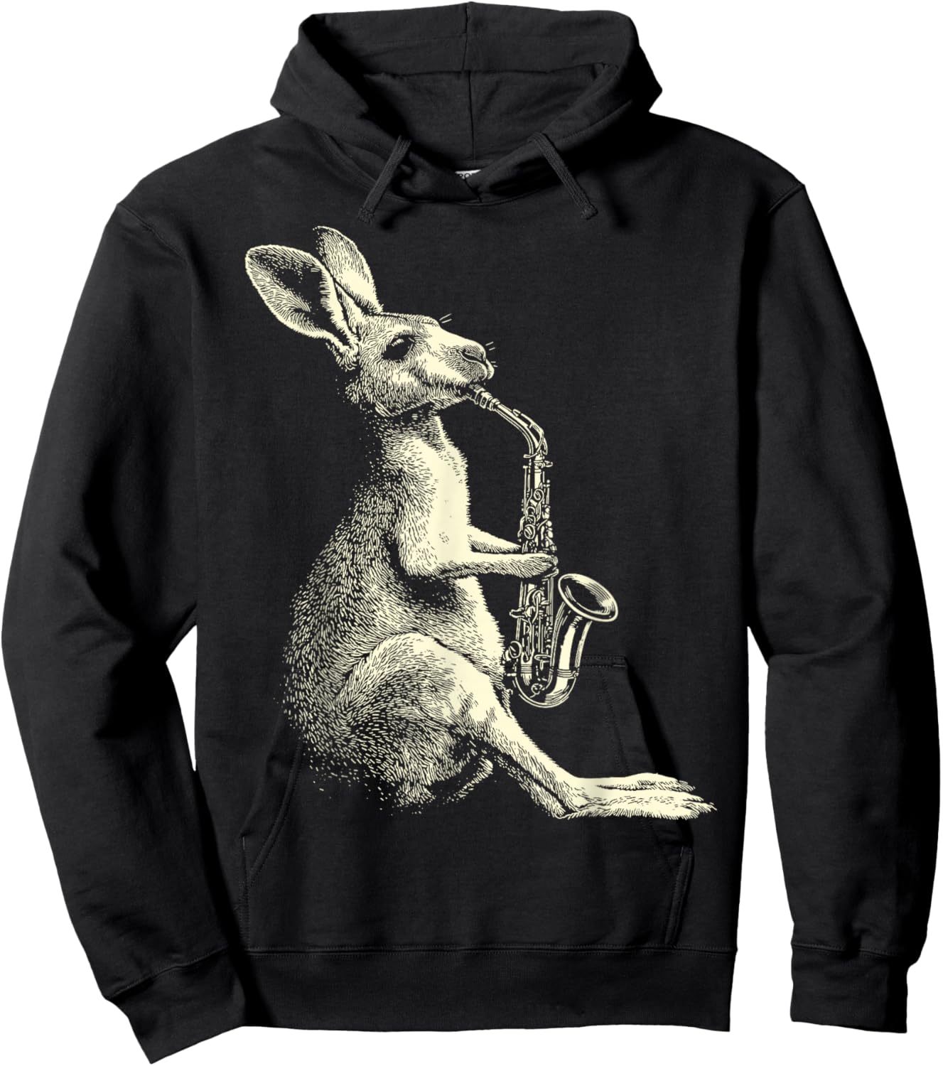 Cute Kangaroo Playing Saxophone Player Funny Jazz Musician Hoodie - Hoodie | Black