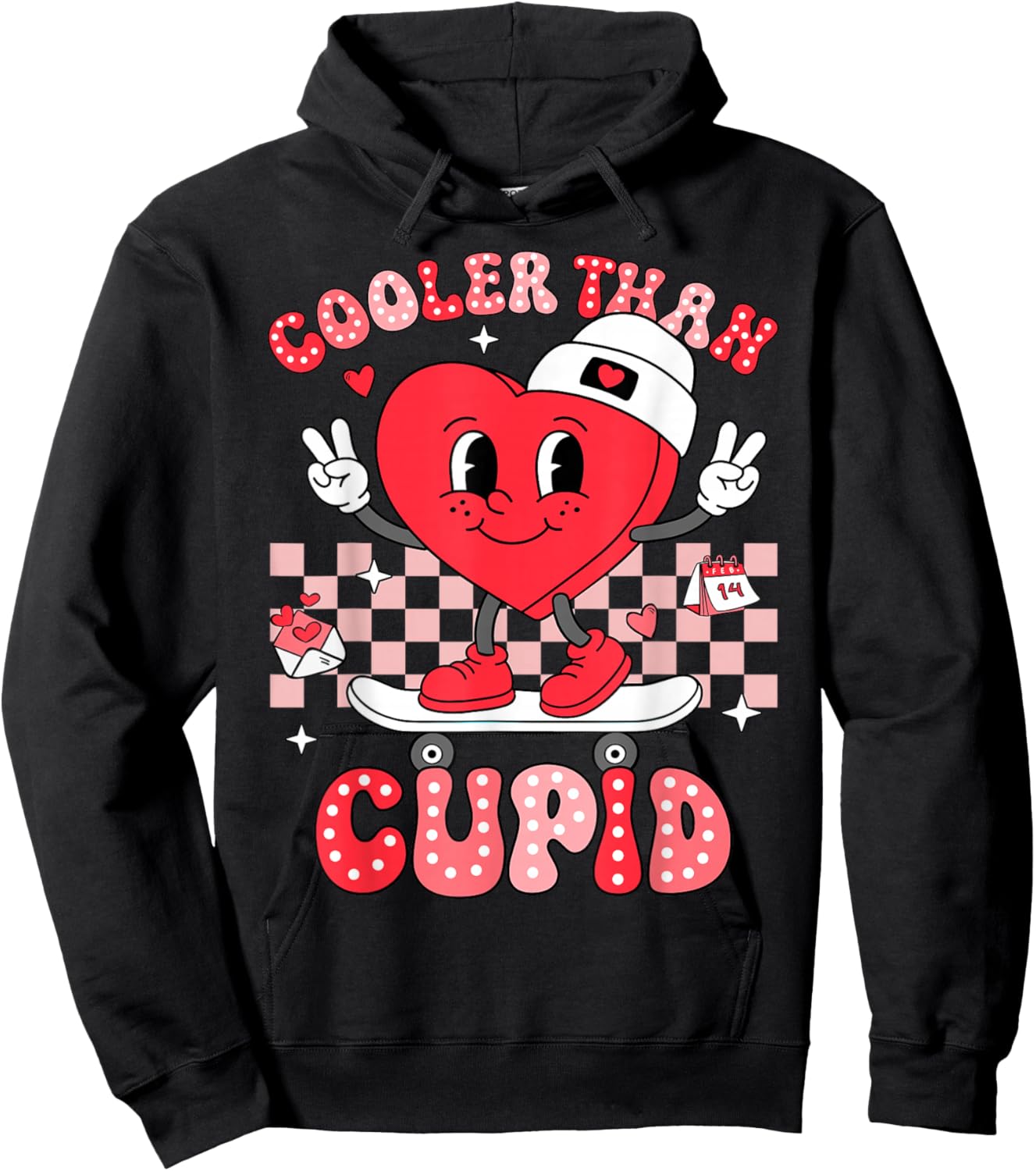 Cooler Than Cupid Valentines Day for Teens Kids Boys Girls Hoodie - Hoodie | Black