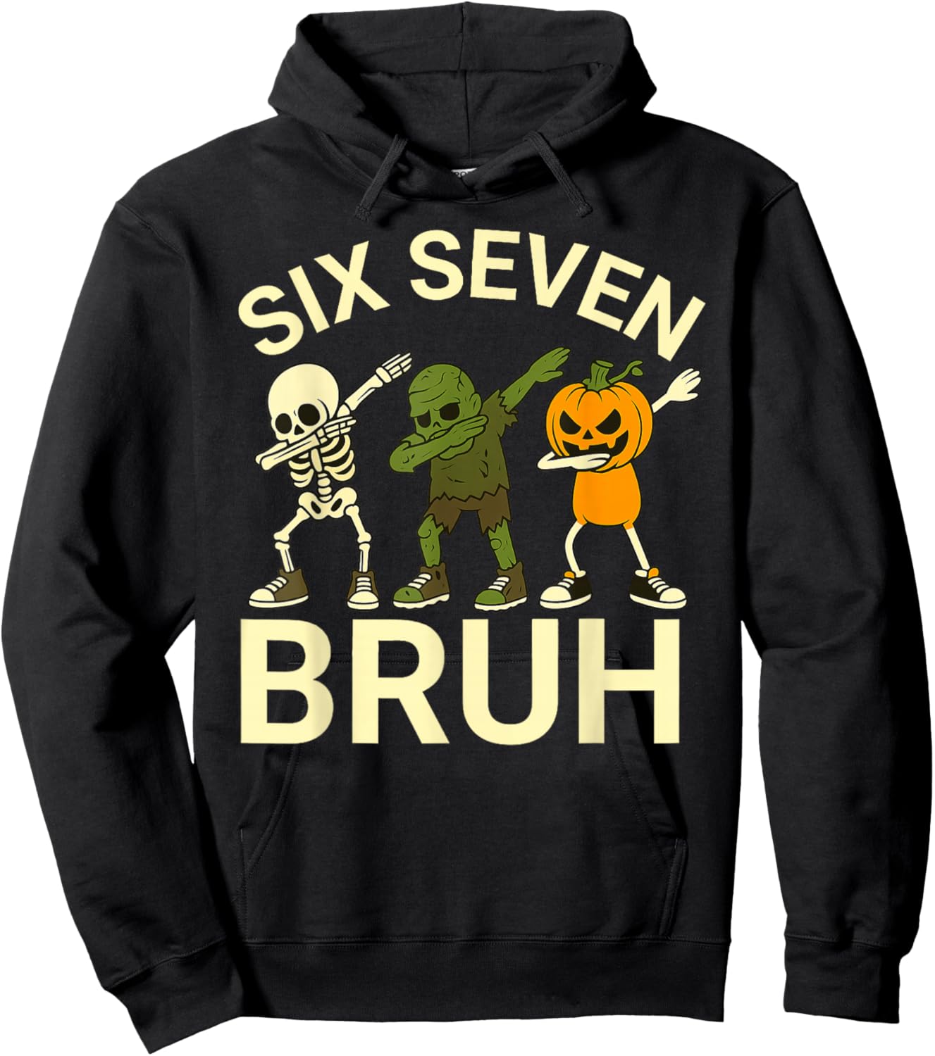 67 Halloween Funny Six Seven Meme Brainrot Pumpkin Kids Bruh Hoodie - Hoodie | Black