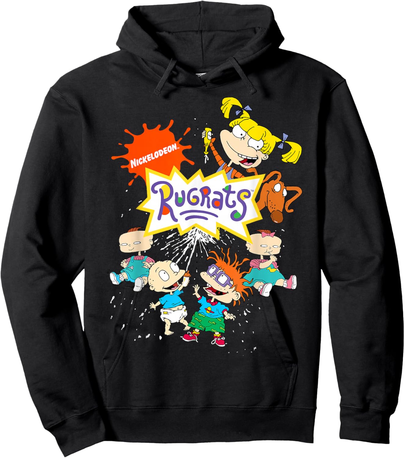 Rugrats Logo with Nick Logo and Rugrats Characters Hoodie - Hoodie | Black