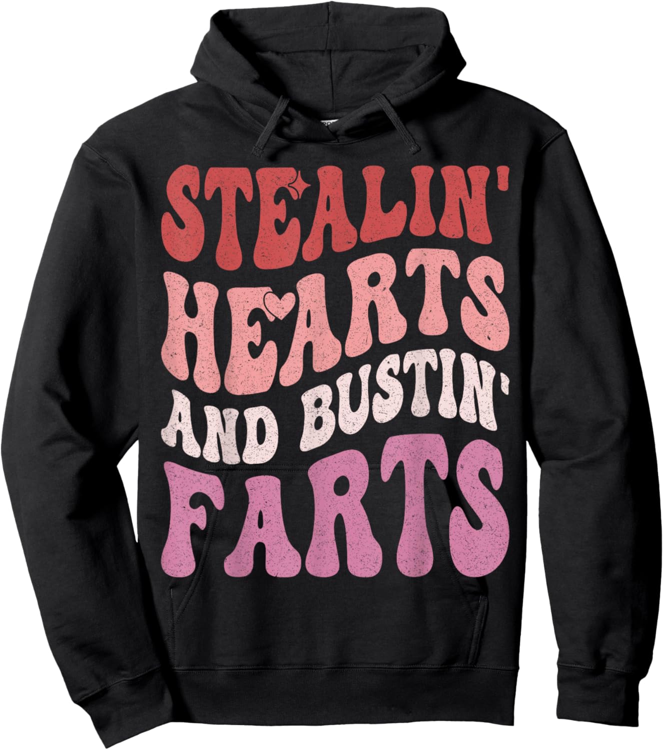 Stealin Hearts & Bustin Farts Retro Valentines Day Women Hoodie - Hoodie | Black