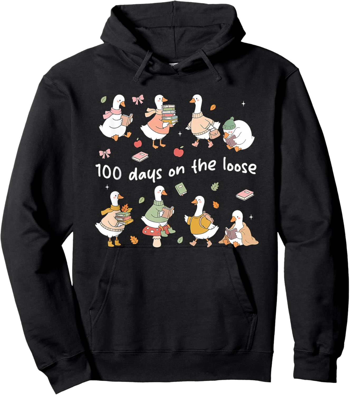 100 Days On-The-Loose Silly-Goose Teacher Girl Kid 100th Day Hoodie - Hoodie | Black