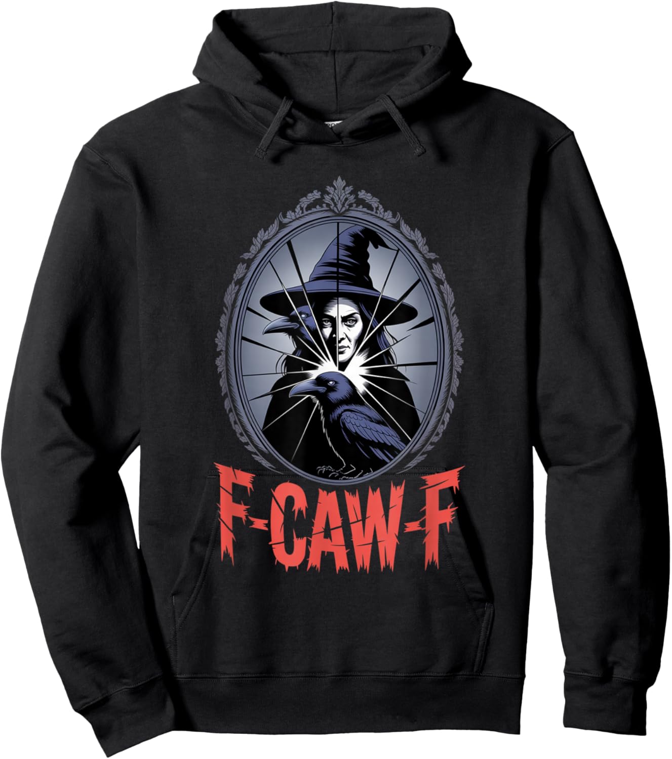 F-Caw-F Crow Funny Gothic Moon Black Bird Halloween Hoodie - Hoodie | Black