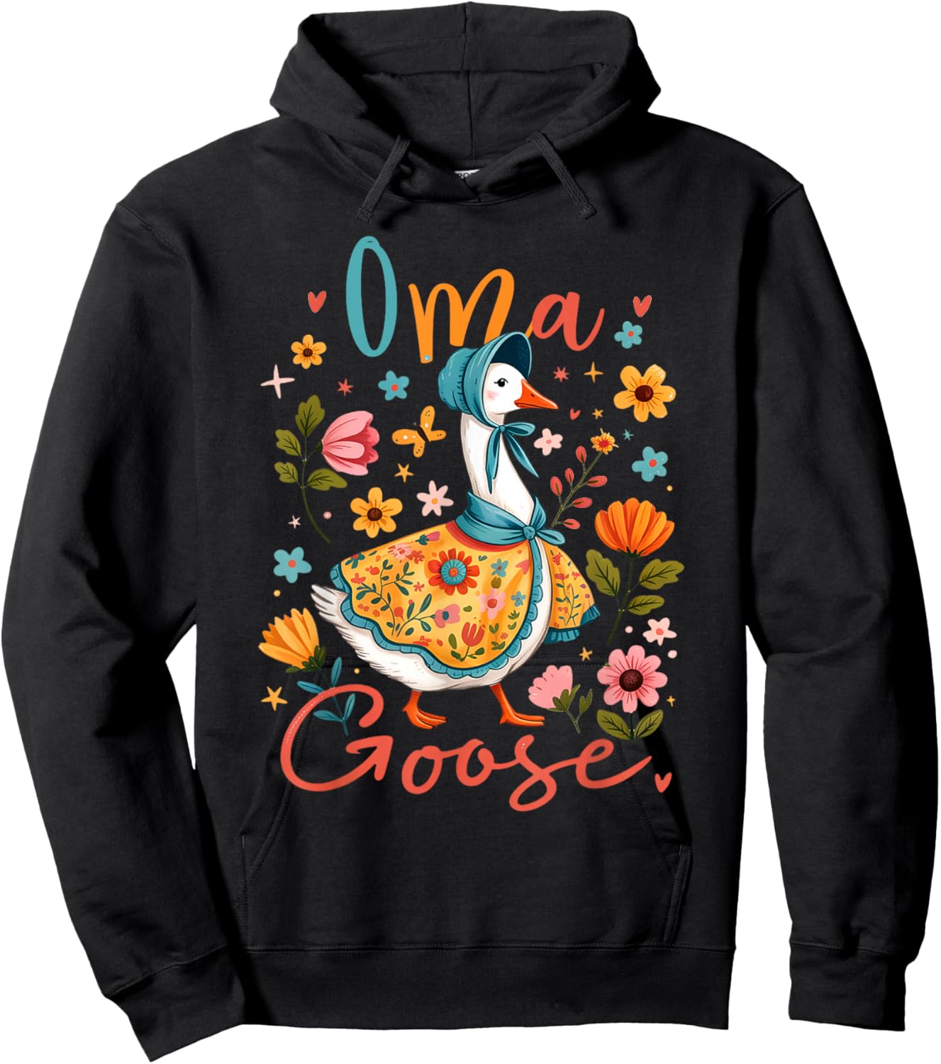 Oma Goose Silly Coquette Floral Vintage Mother's Day Hoodie - Hoodie | Black