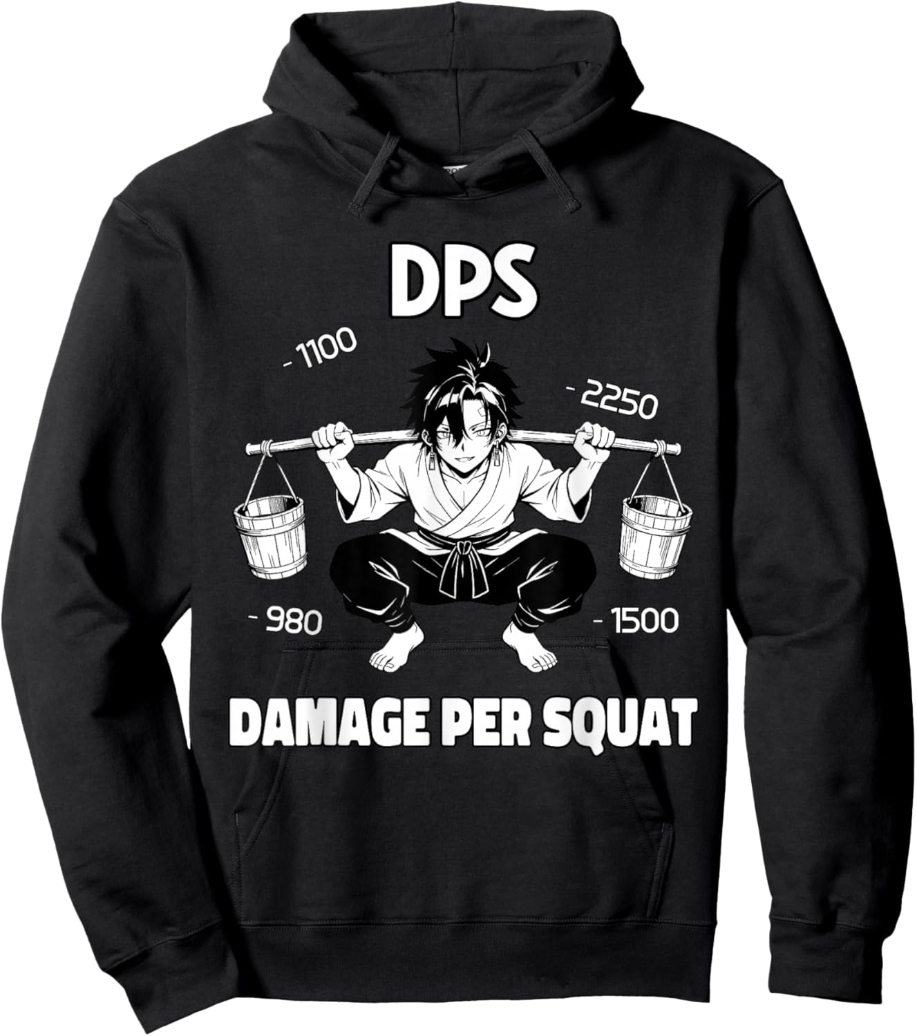 Funny Gym Anime Manga Gamer DPS Squat Hoodie - Hoodie | Black