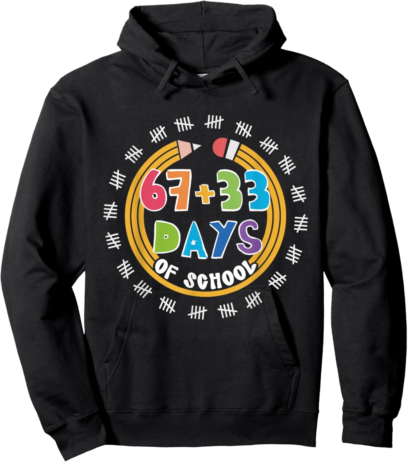 67 33 Days of School Six Seven Meme 100th Day of School Hoodie - Hoodie | Black