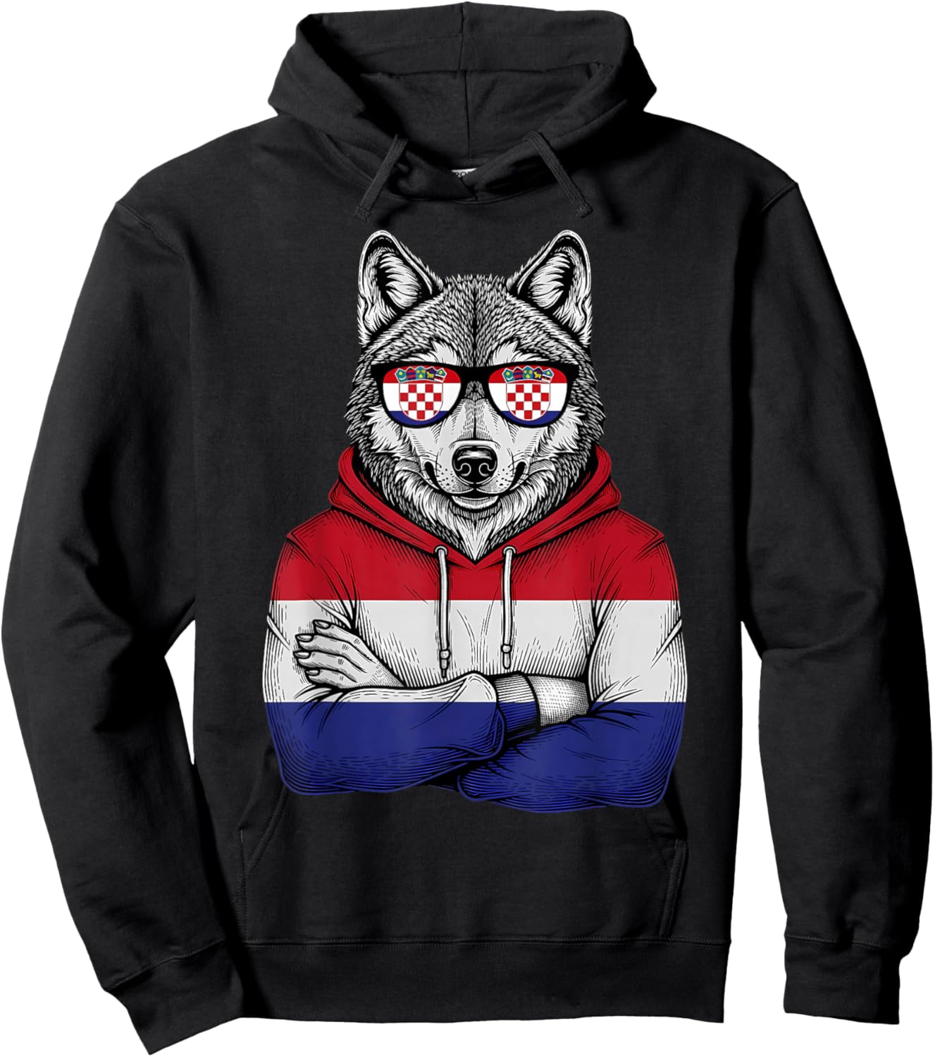 Croatia Flag Wolf Croatian Roots Hrvatska Hoodie - Hoodie | Black