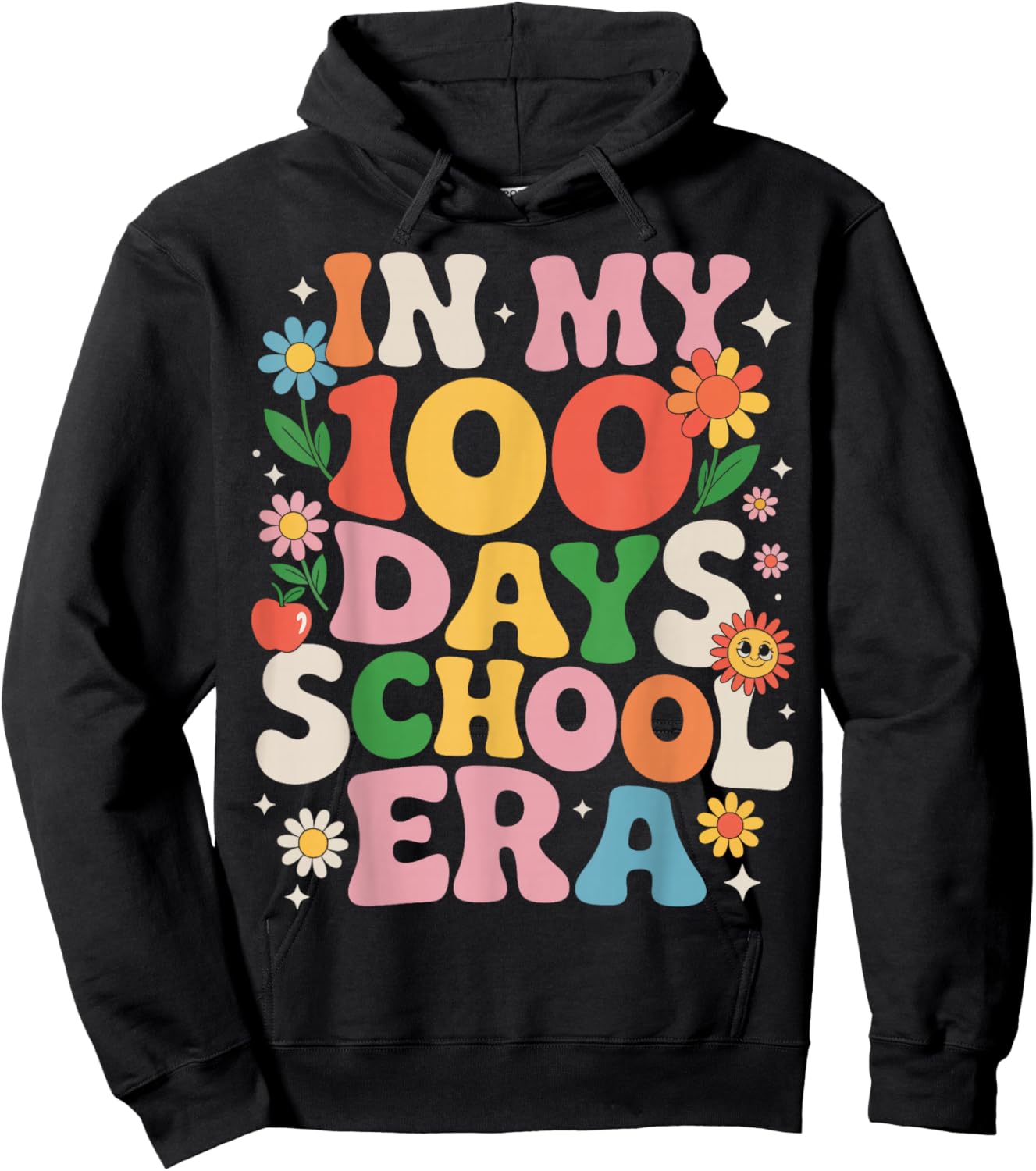 in My 100 Days of School Era Retro Teacher Student 100th Day Hoodie - Hoodie | Black