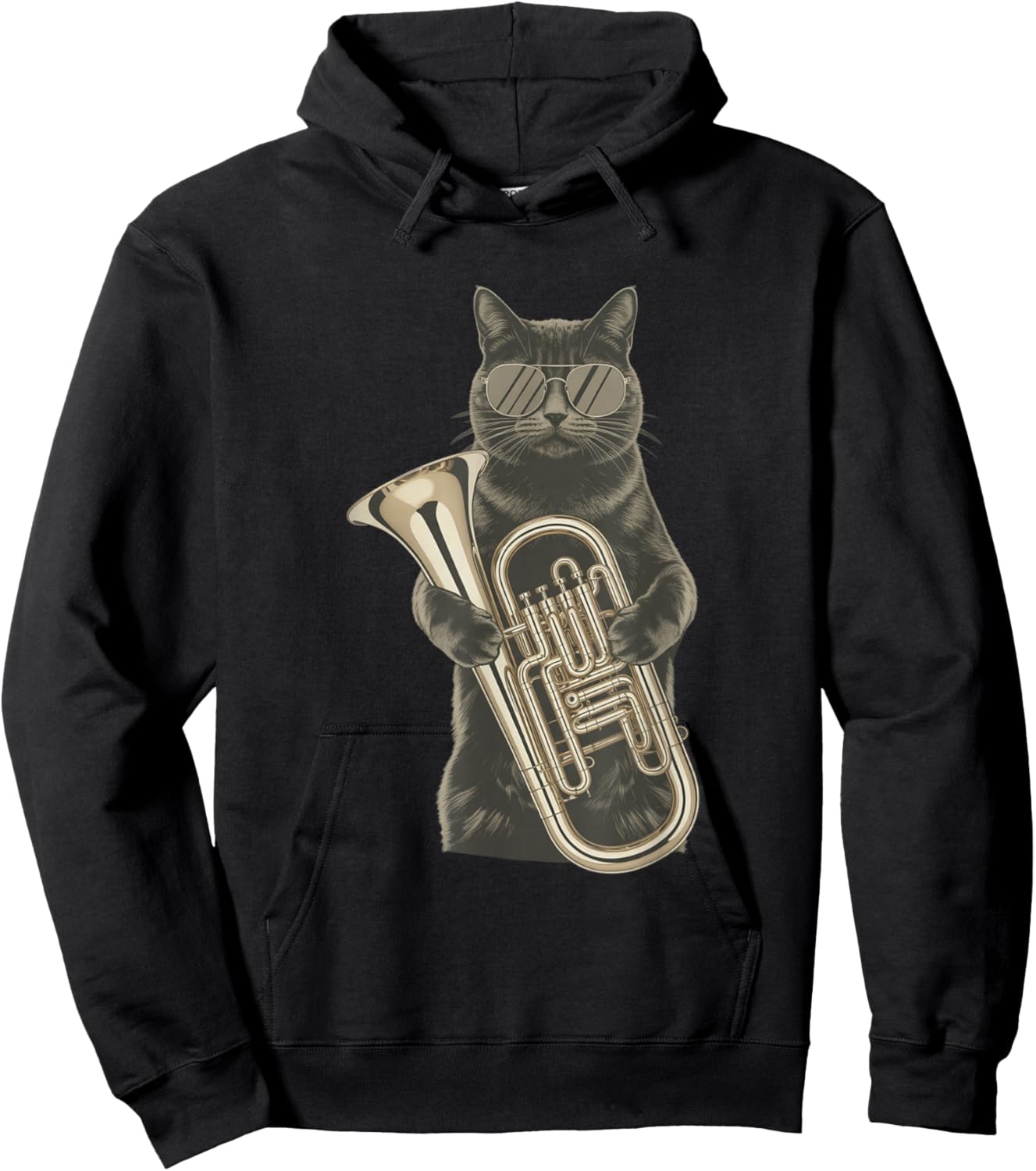 Moggy Cat Sunglasses Tuba Domestic Shorthair Tubist Hoodie - Hoodie | Black