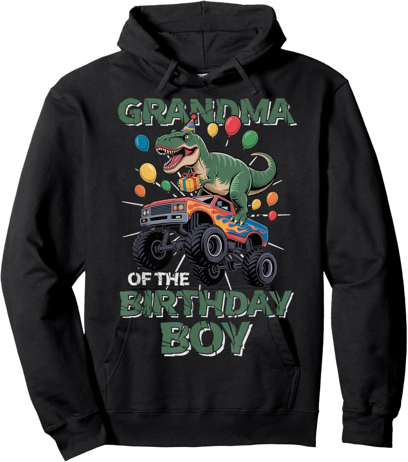 Grandma of The Birthday Party Outfit Monster Truck Grandma Hoodie - Hoodie | Black