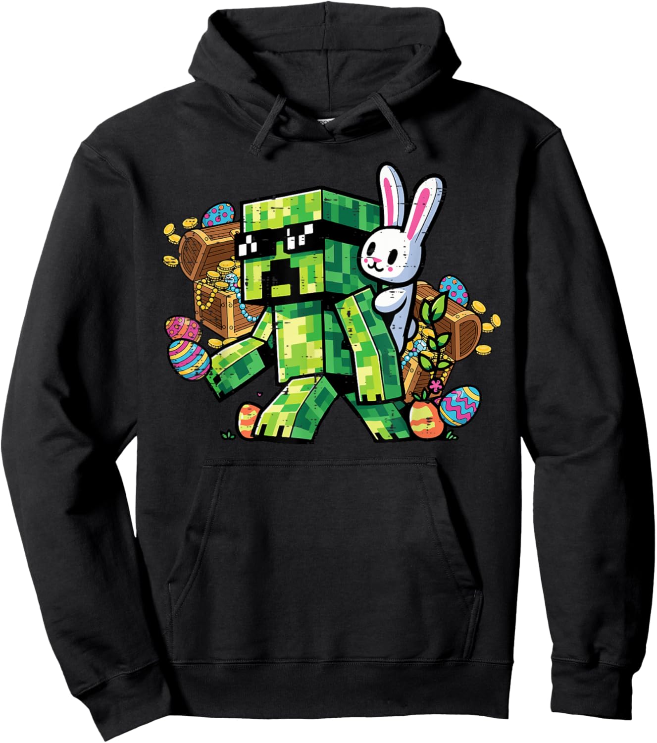 Easter Pixel Gamer Bunny Gaming Toddler Boys Kids Youth Men Hoodie - Hoodie | Black