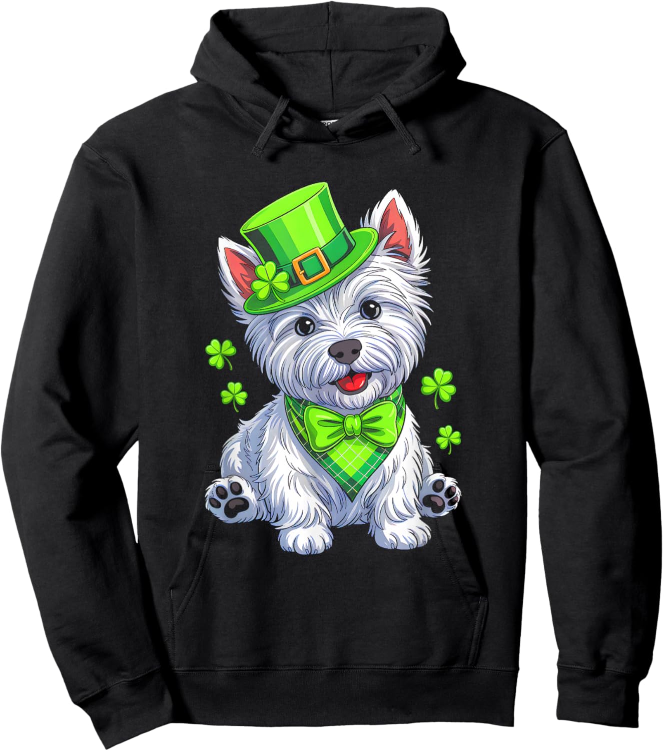 Westie Dog St Patricks Day Irish Lucky Shamrock Dog Lover Hoodie - Hoodie | Black