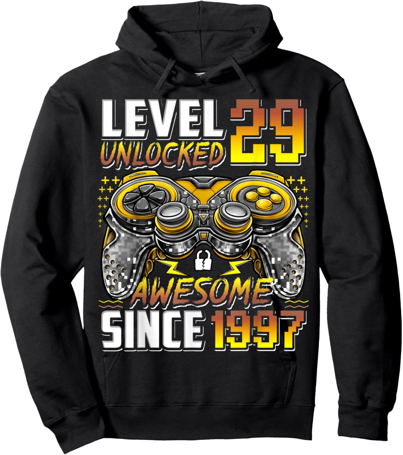 Level 29 Unlocked Awesome Since 1997 29th Birthday Gaming Hoodie - Hoodie | Black