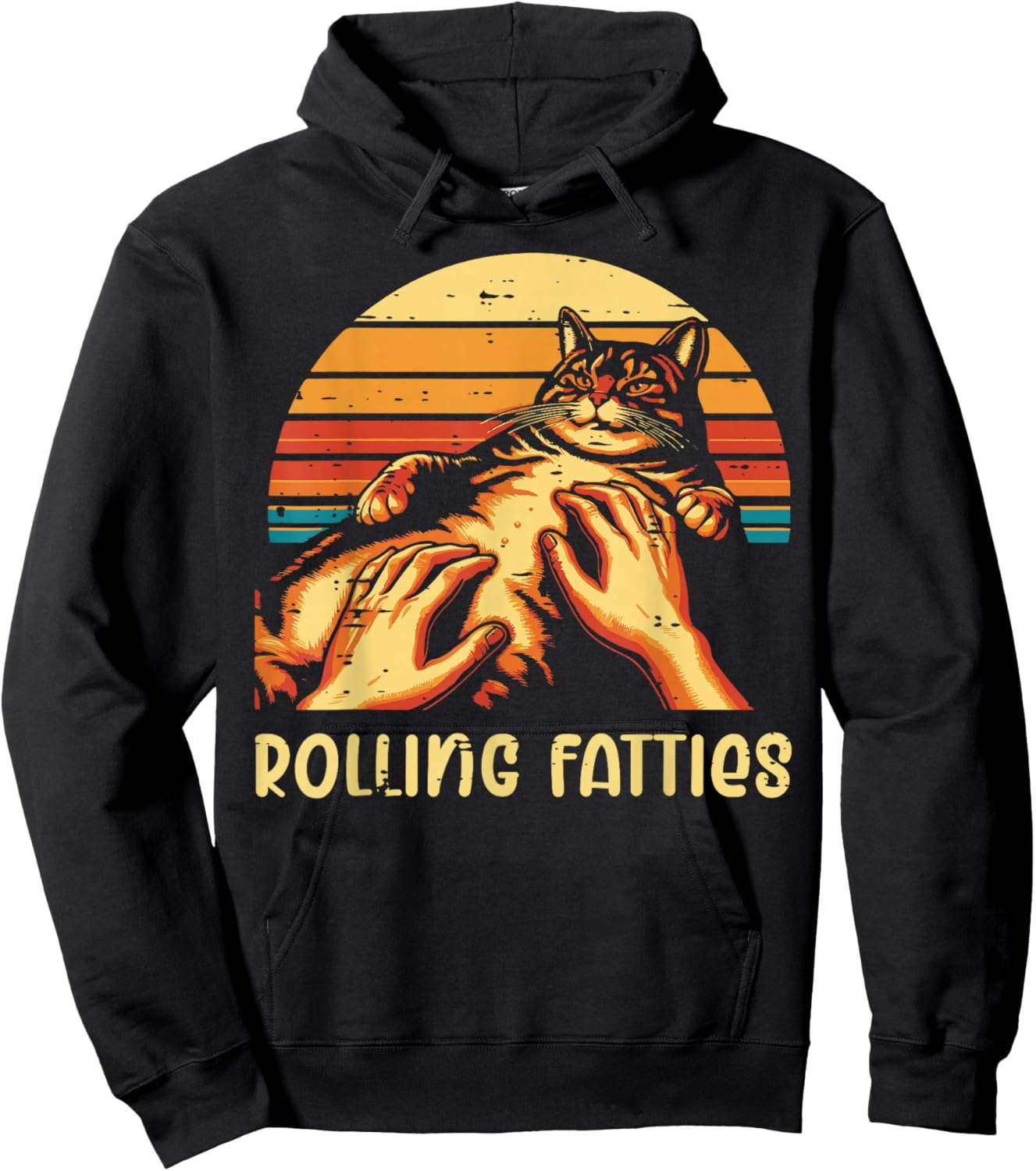 Fat Cat Rolling Fatties Funny Kitten Kitty Men Women Kids Hoodie - Hoodie | Black