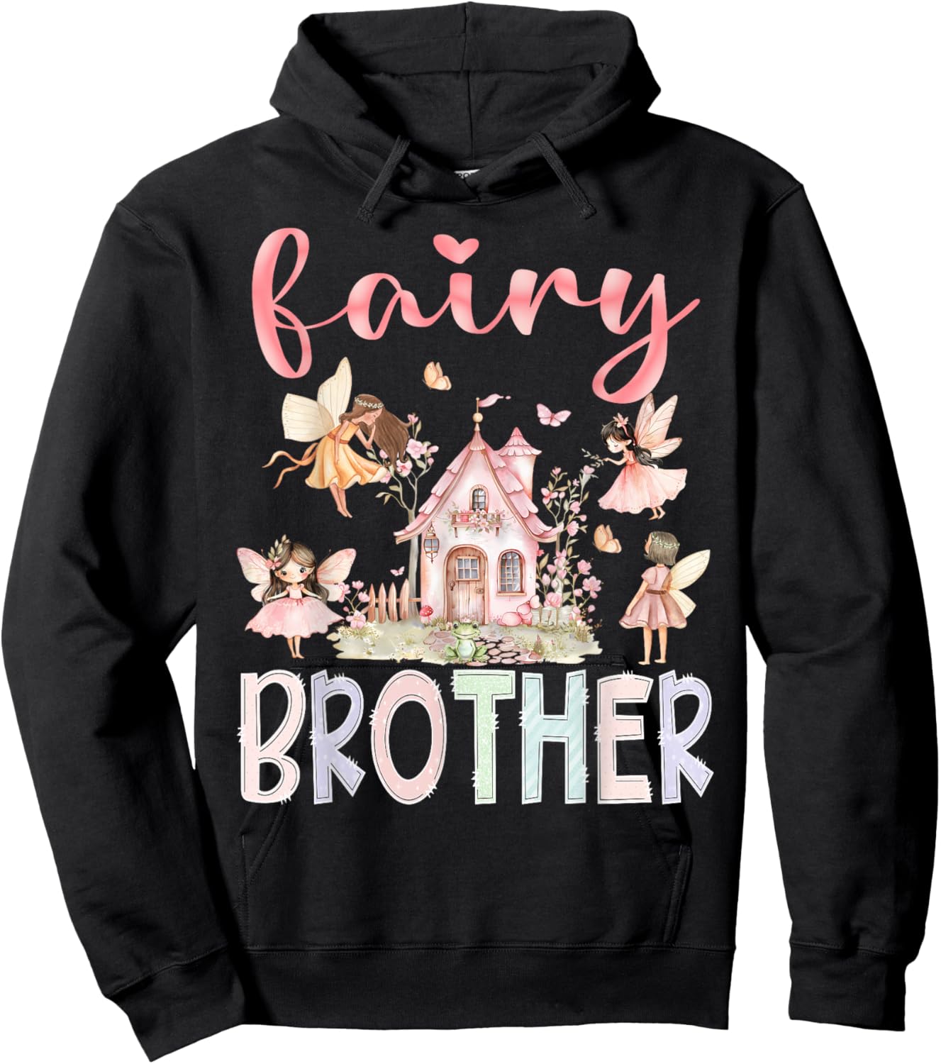 Fairy Brother Magical Floral Funny Birthday Girl Fairytale Hoodie - Hoodie | Black