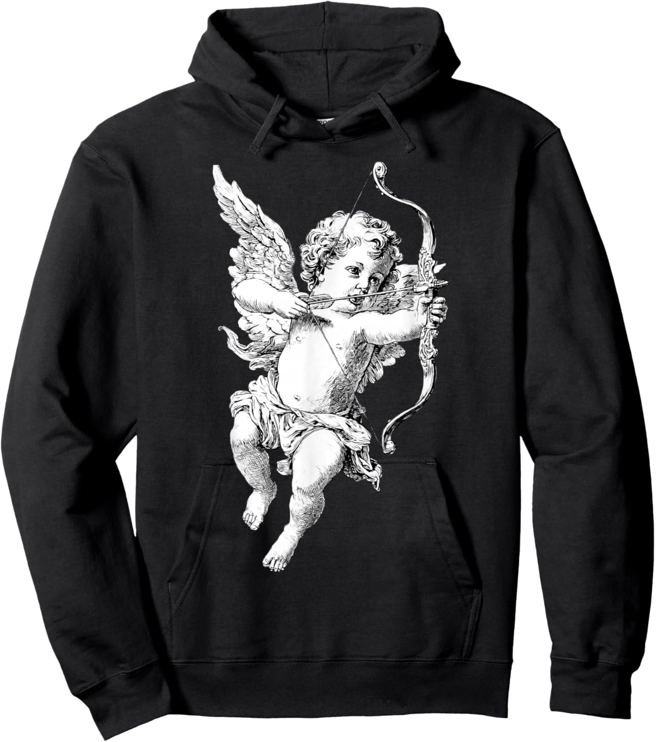 Retro Cherub Angel Cupid Vintage Aesthetic Valentine Day Hoodie - Hoodie | Black