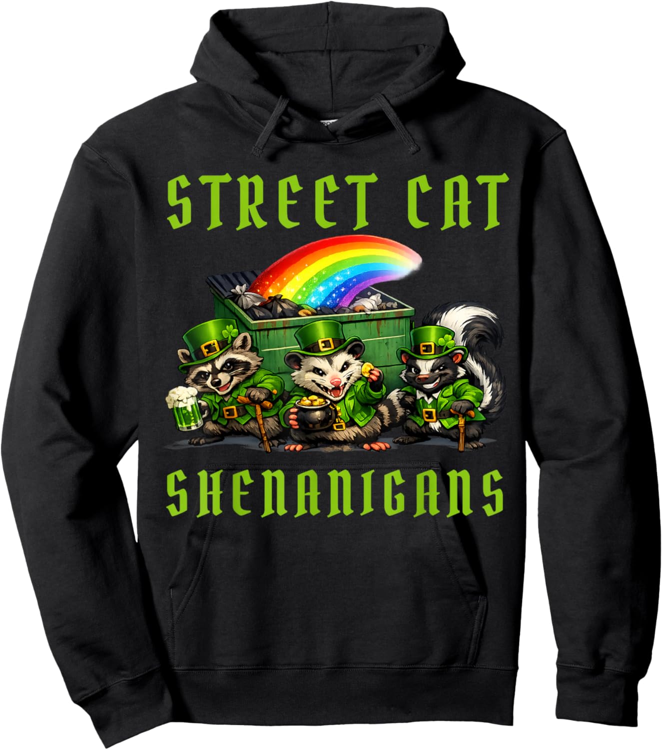Street Cat Shenanigans Funny St Patricks Street Cats Irish Hoodie - Hoodie | Black