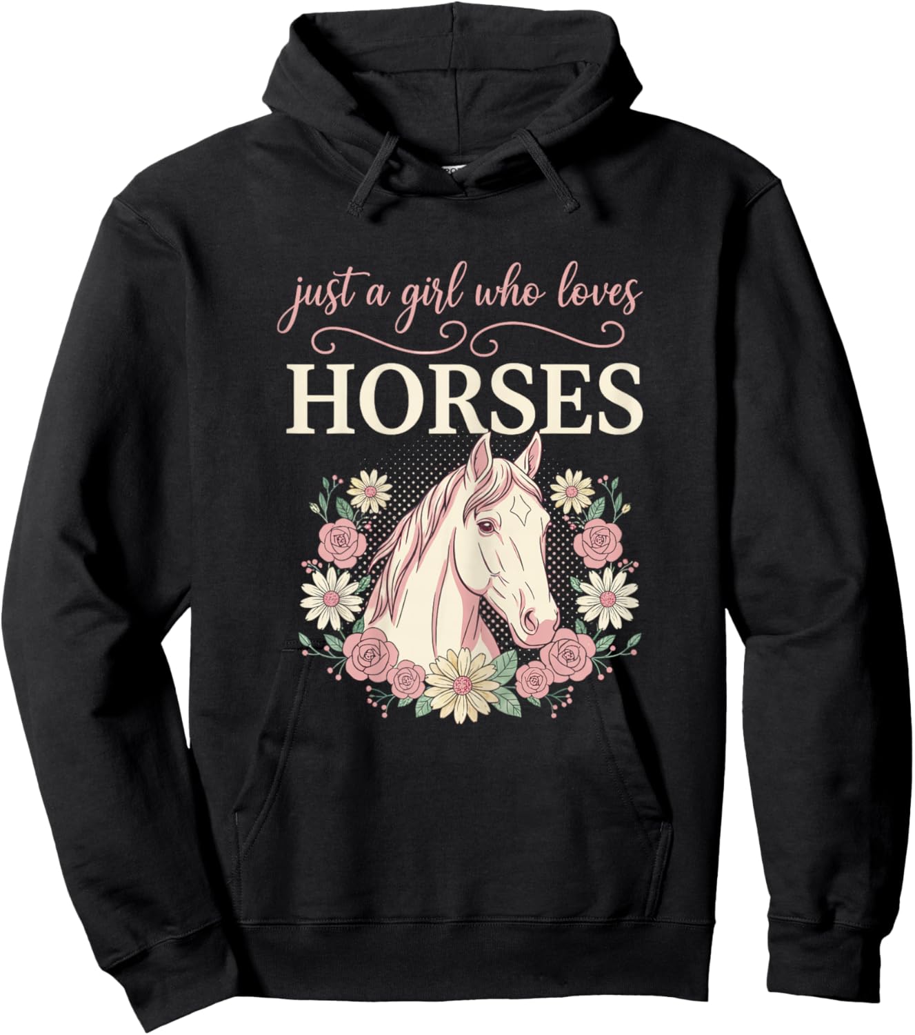 Horse Riding for Girls Women Just a Girl Who Loves Horses Hoodie - Hoodie | Black