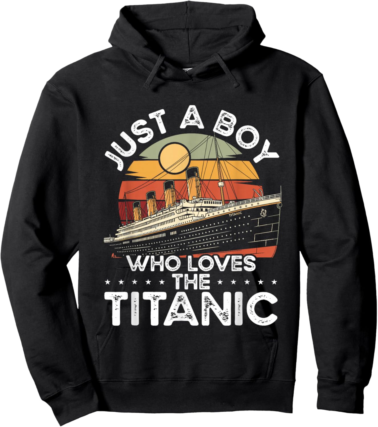 Just A Boy Who Loves The Titanic Ship Retro Design Hoodie - Hoodie | Black