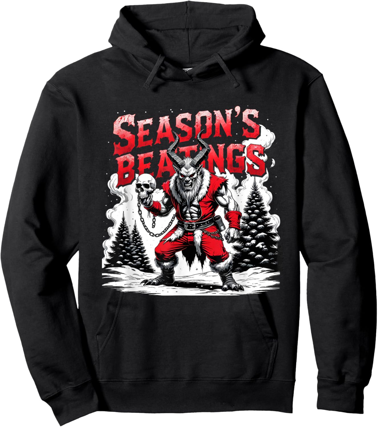 Season’s Beatings Krampus Horror Christmas Hoodie - Hoodie | Black