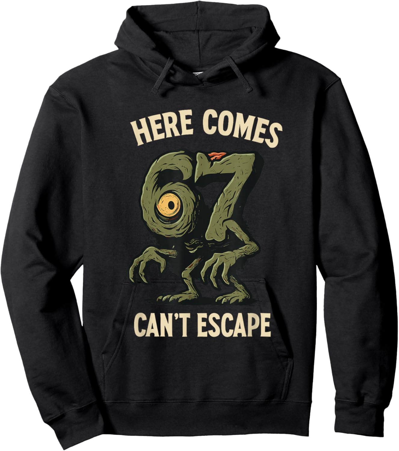 Cyclops Monster 6x7 Meme Haunted Number 67 Halloween Student Hoodie - Hoodie | Black