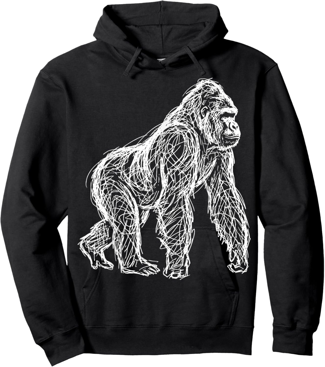 Gorilla Line Art Hoodie - Hoodie | Black