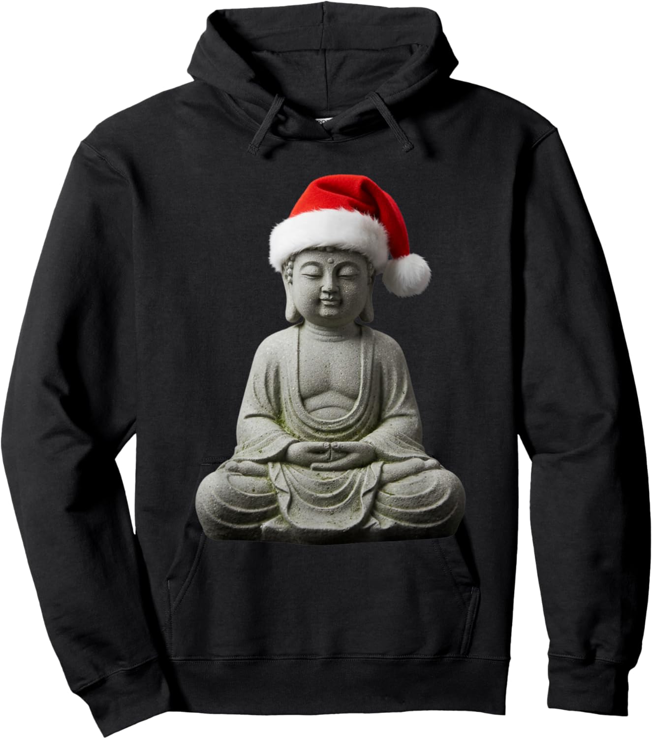 Zen Buddha Meditating Santa Hat Funny Holiday Christmas Hoodie - Hoodie | Black
