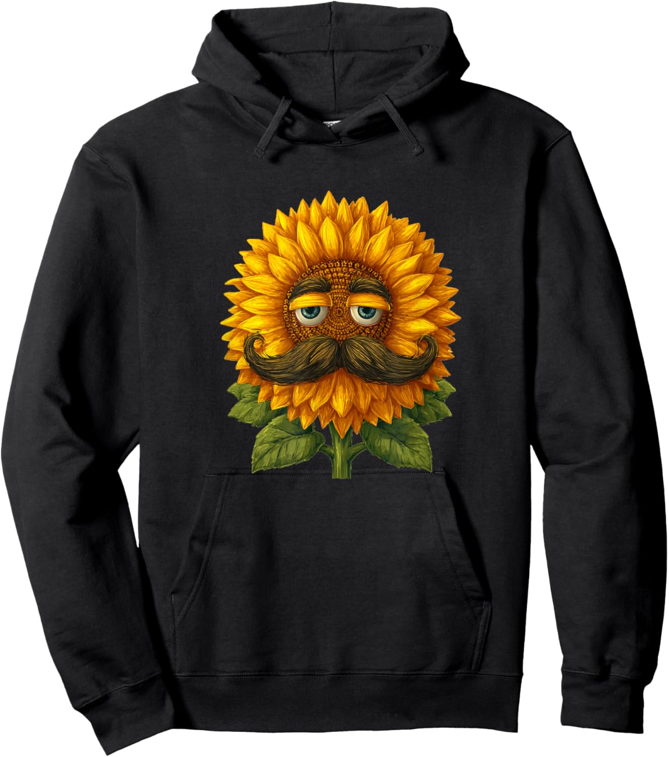 Handsome Mustache Sunflower Face Costume Hoodie - Hoodie | Black
