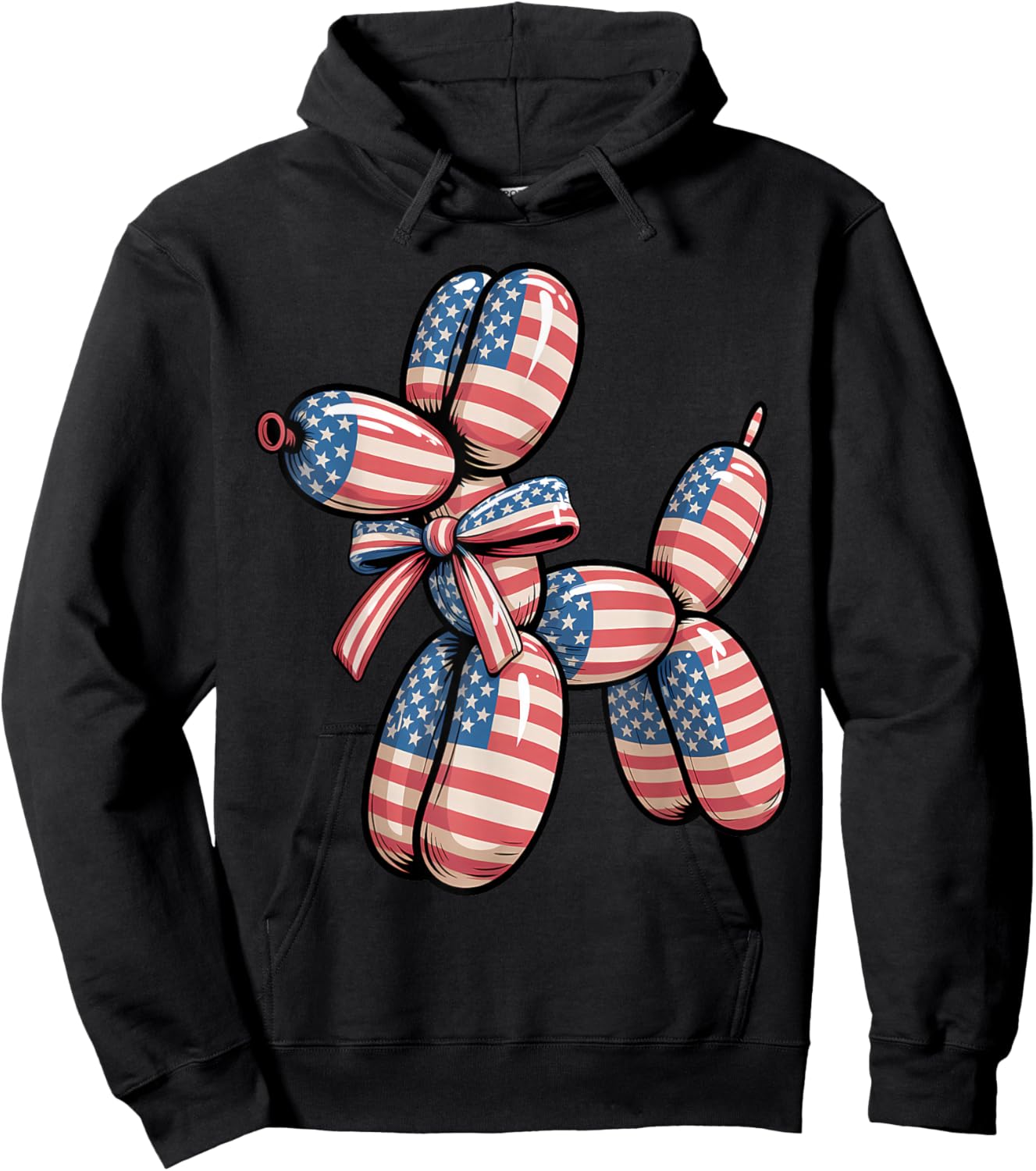 Balloon Dog Balloon Twisting 4th of July American Flag Hoodie - Hoodie | Black