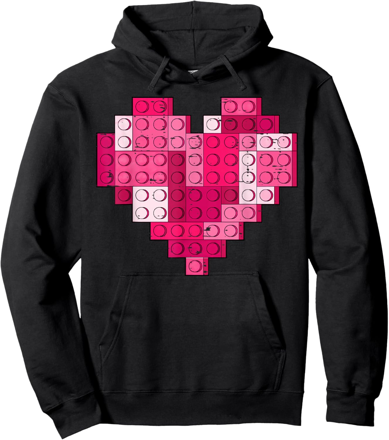 Valentines Day Heart Building Blocks Bricks Boys Kid Toddler Hoodie - Hoodie | Black