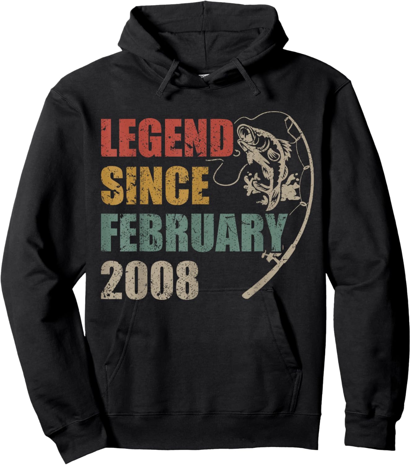 Legend Since February 2008 Fishing 18th Birthday Fisherman Hoodie - Hoodie | Black