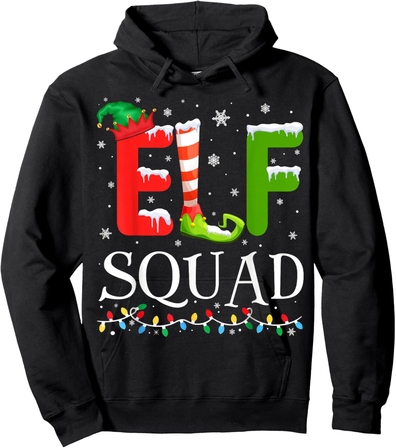 Elf Family Christmas Pajamas Xmas Elf Squad Hoodie - Hoodie | Black