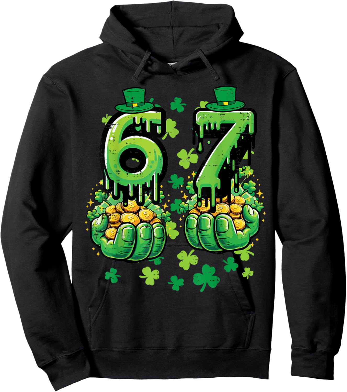 6 7 St Patricks Day 67 Six Seven Meme Teacher Boy Kids Youth Hoodie - Hoodie | Black