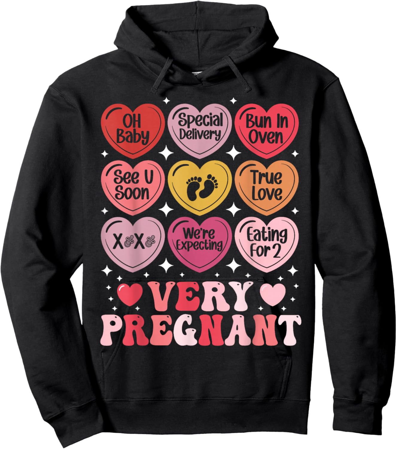 Pregnancy Announcement Valentine's Day Very Pregnant Heart Hoodie - Hoodie | Black