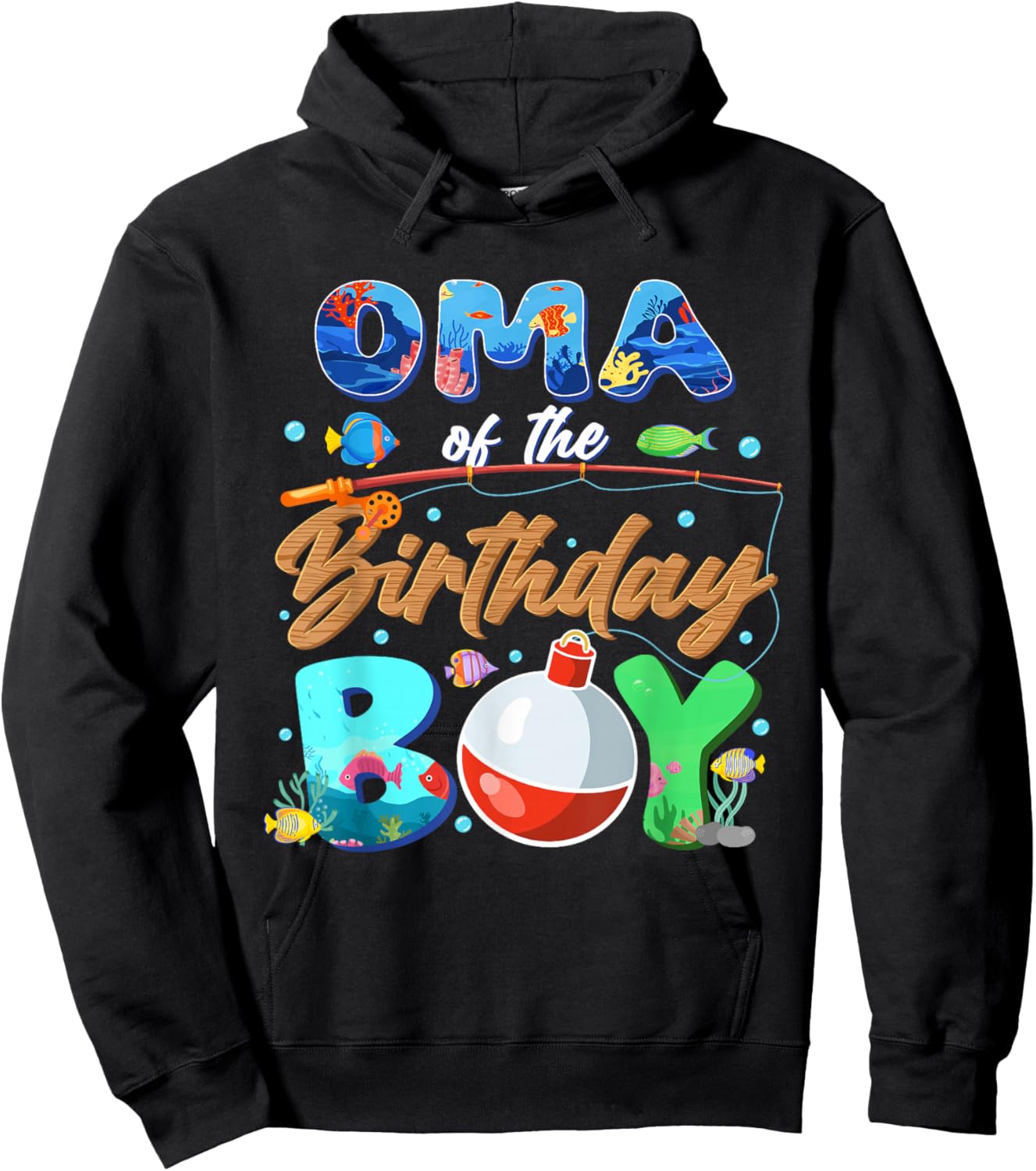 Oma of The Birthday Boy Fishing Family Matching Bday Hoodie - Hoodie | Black