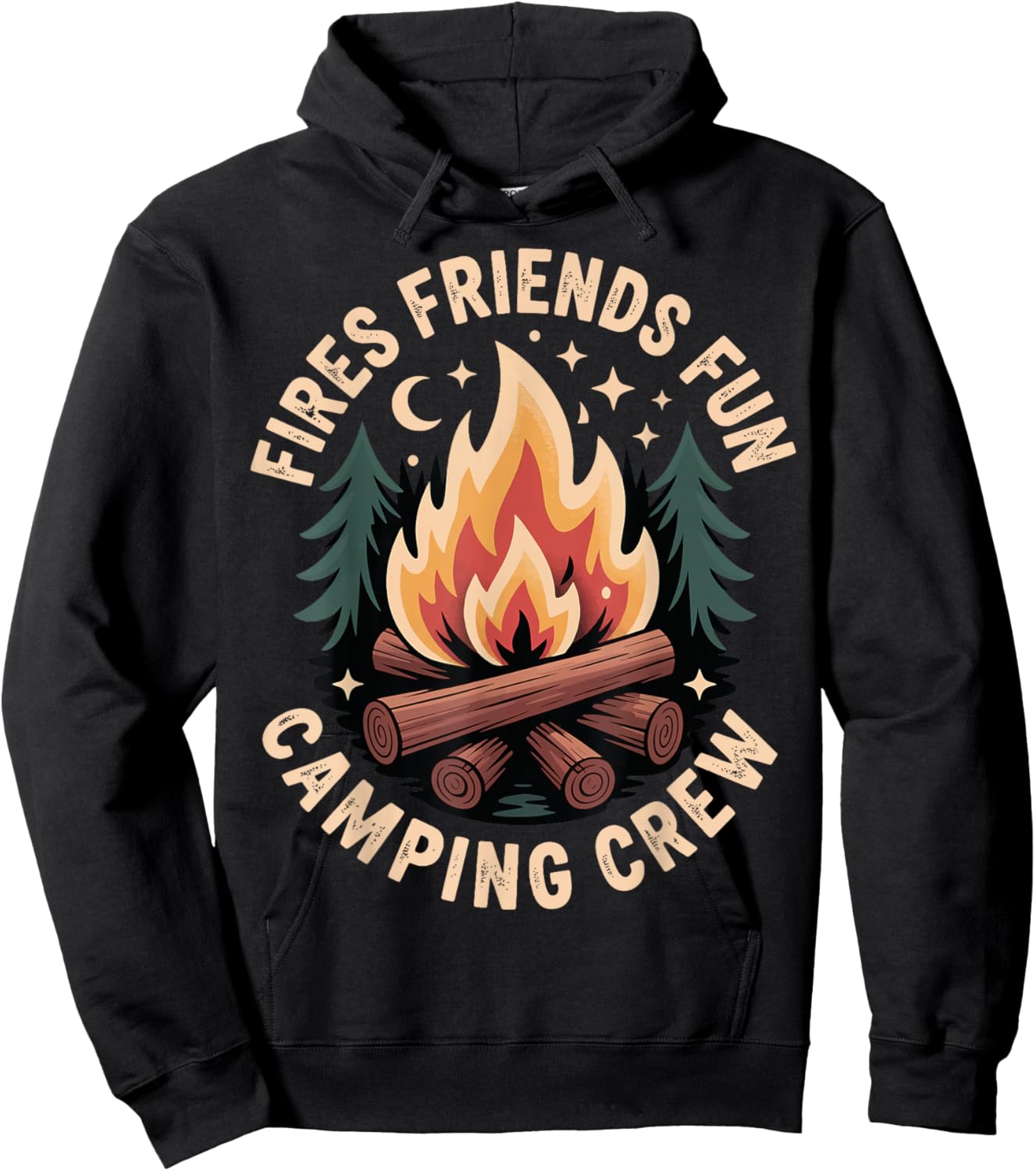 Fires Friends Fun Camping Crew Hoodie - Hoodie | Black