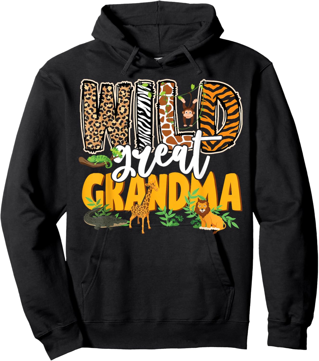 Wild Great Grandma Zoo Safari Jungle Animal Hoodie - Hoodie | Black