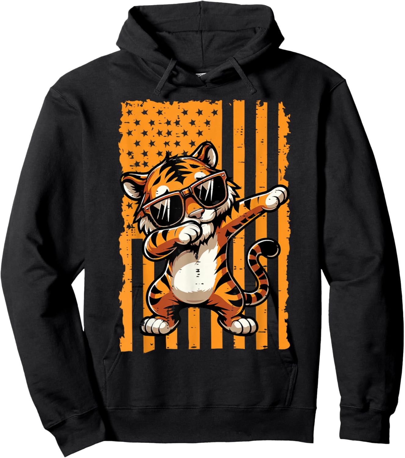 US Flag Dabbing Tiger Dab Boys Youth Teen Kids Men Girls Hoodie - Hoodie | Black